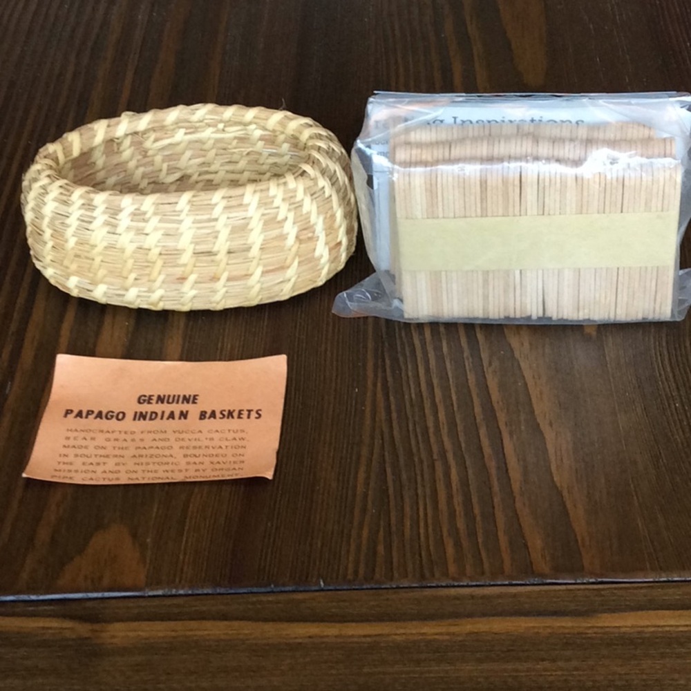 FINAL SALE PRICE New Papago Indian Basket + 150 Mini Craft Sticks